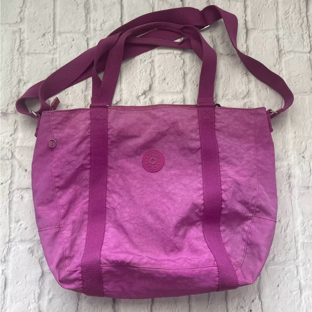 KIPLING Duffle Bag X Large Pink Nylon Multi Pocket Travel Gym Lifestyle 18x13